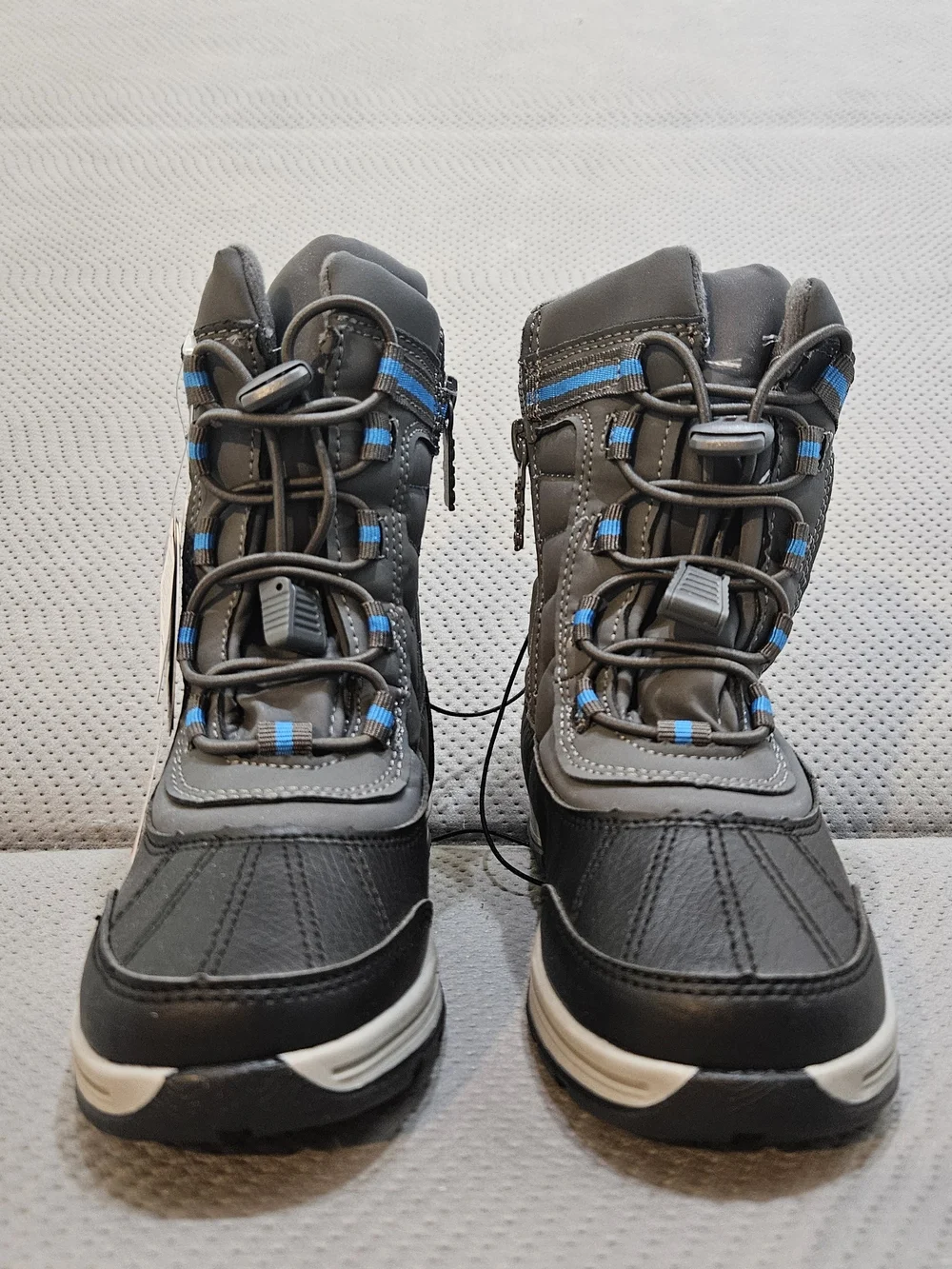 Totes Kids Waterproof Winter Boots - Gray with Blue Accents